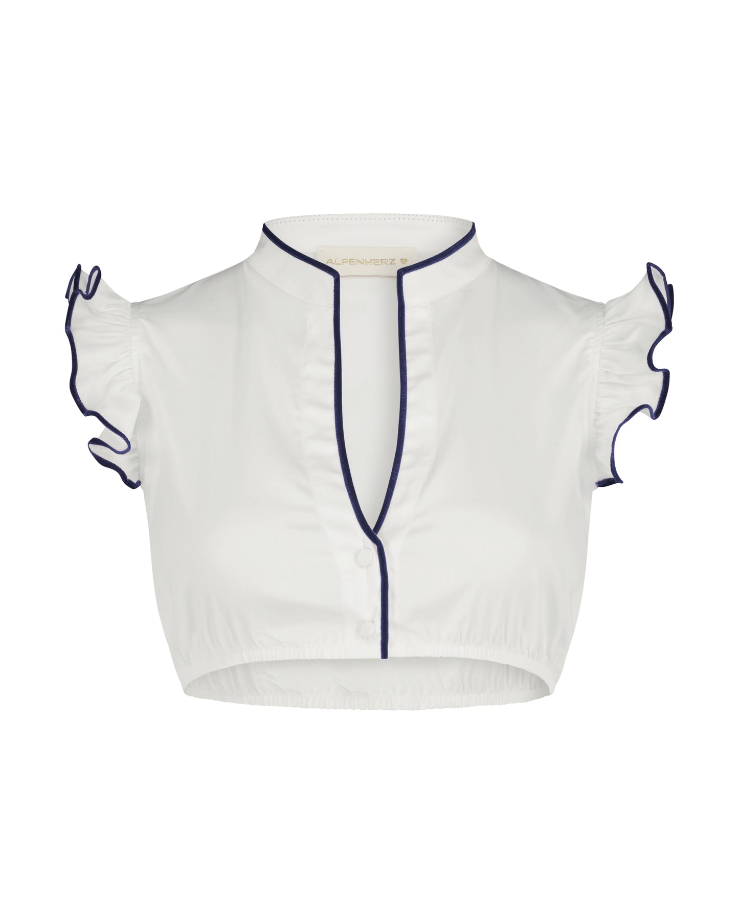 Bluse Hellin weiß mit Samtborte