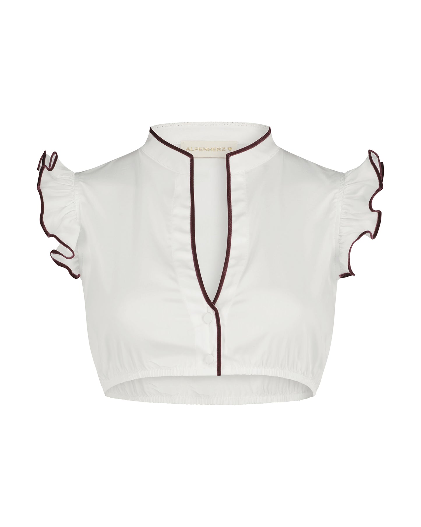 Bluse Hellin weiß mit Samtborte