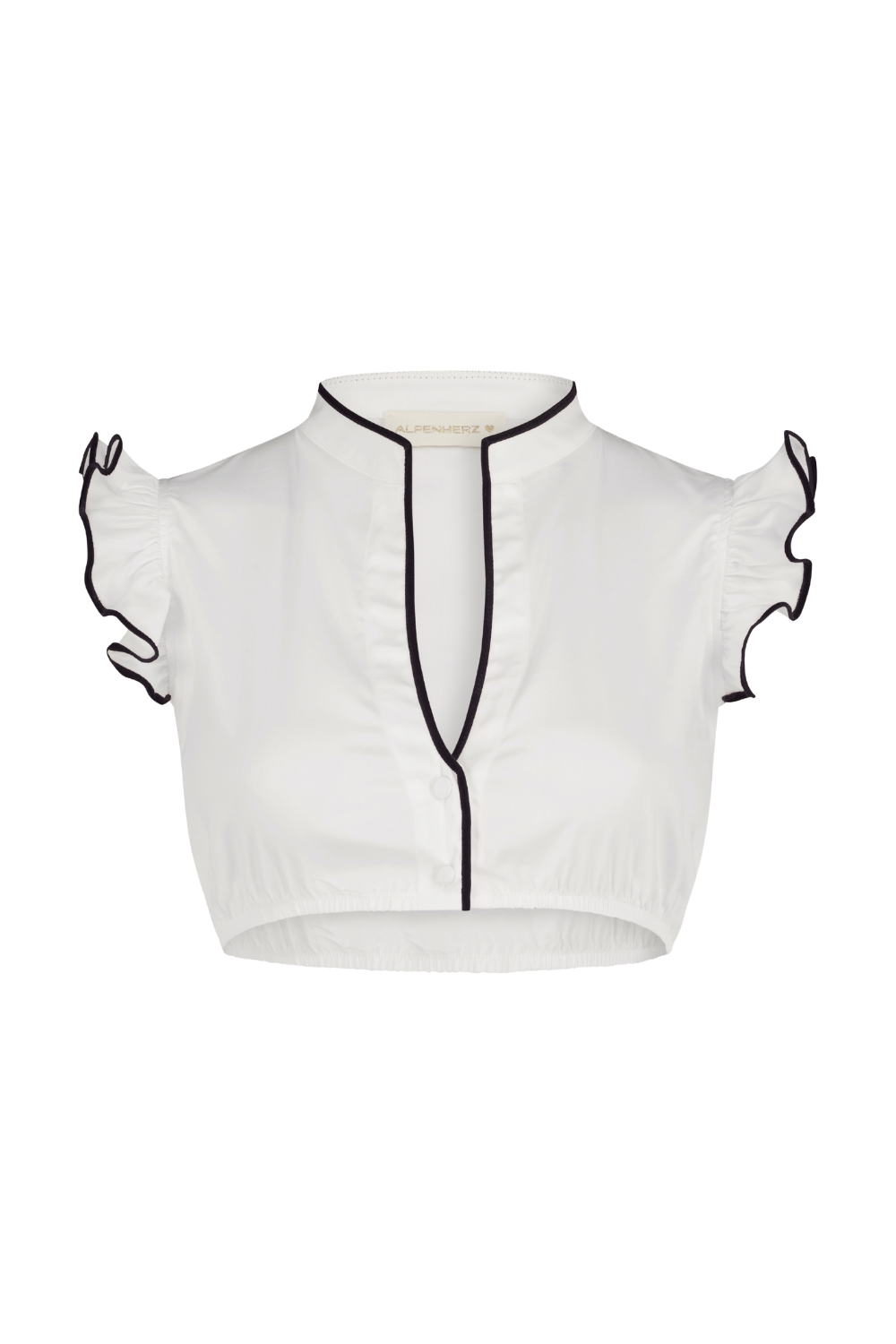 Bluse Hellin weiß mit Samtborte