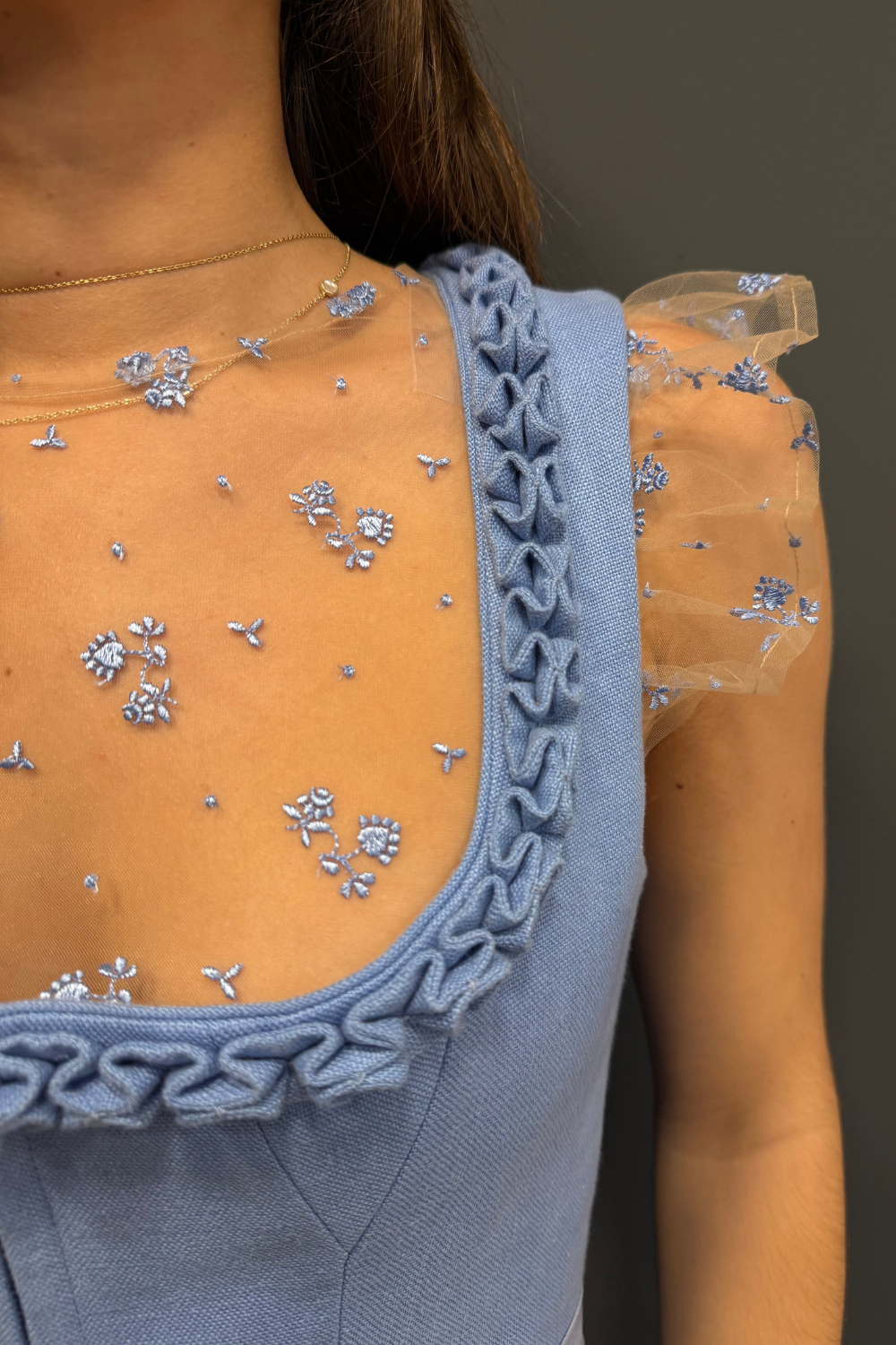 Bluse Kim Flügel Spitze bestickt