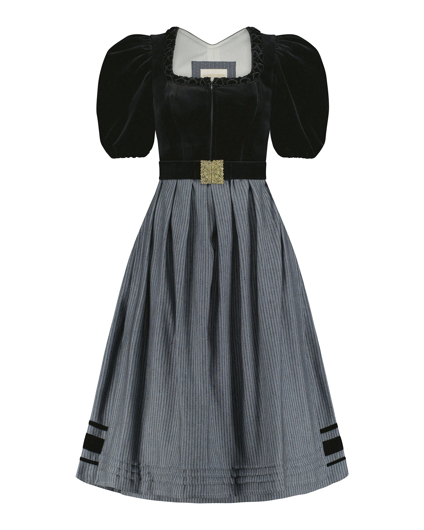 Samtdirndl Mona, mit Puffarm, Rocklänge 70cm