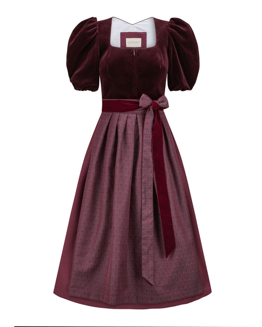 Samtdirndl Mona, mit Puffarm, Rocklänge 70cm
