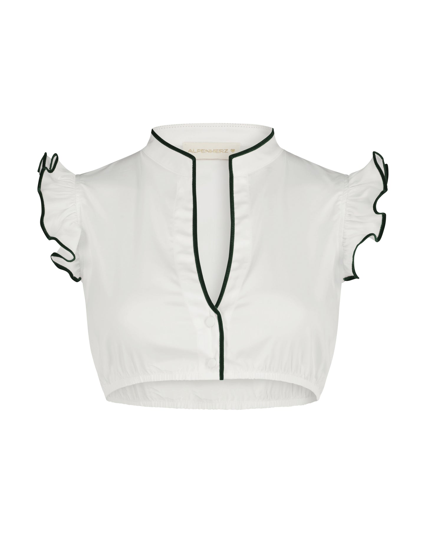 Bluse Hellin weiß mit Samtborte