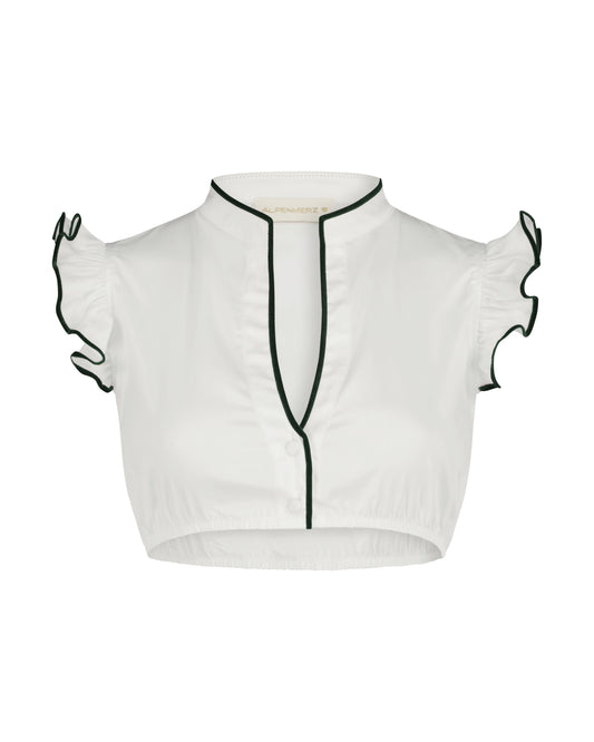 Bluse Hellin weiß mit Samtborte