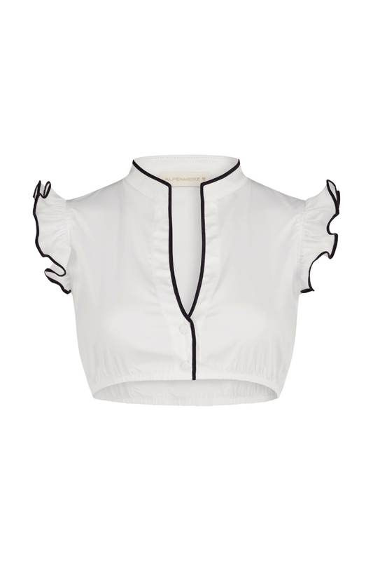 Bluse Hellin weiß mit Samtborte