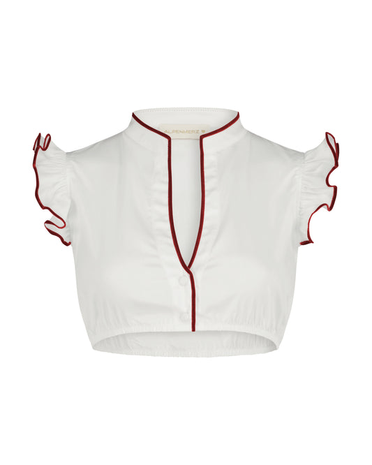 Bluse Hellin weiß mit Samtborte