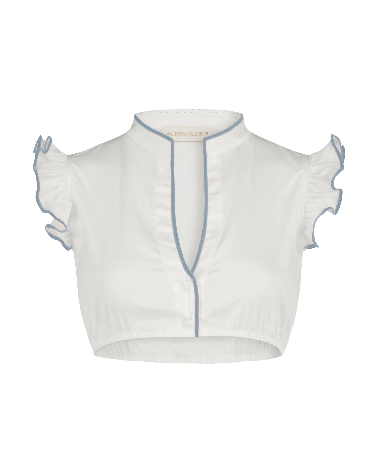 Bluse Hellin weiß mit Samtborte