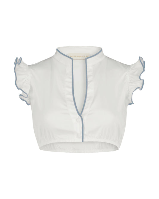 Bluse Hellin weiß mit Samtborte