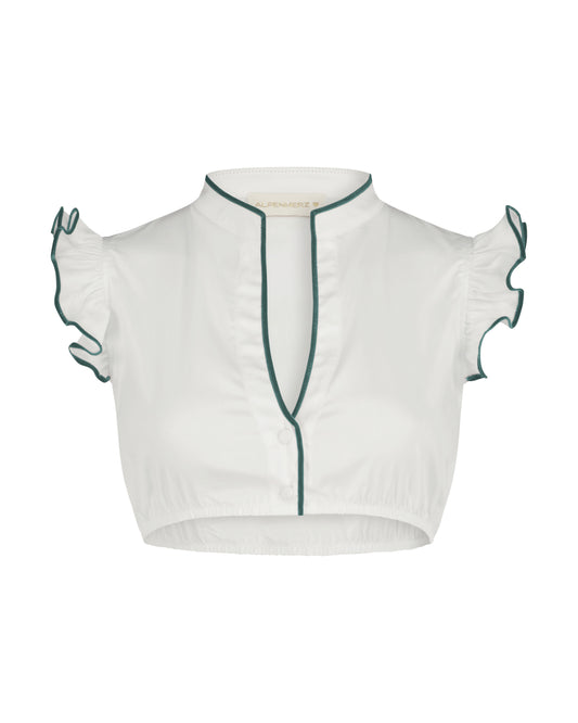 Bluse Hellin weiß mit Samtborte