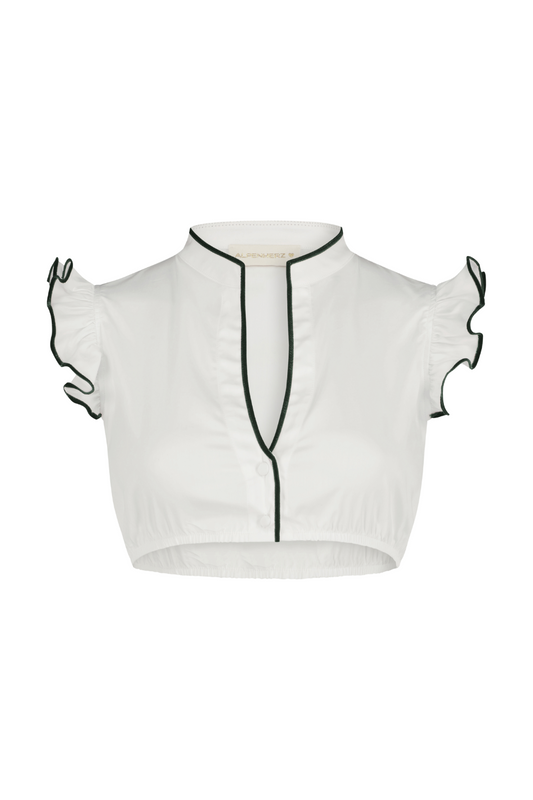 Bluse Hellin weiß mit Samtborte